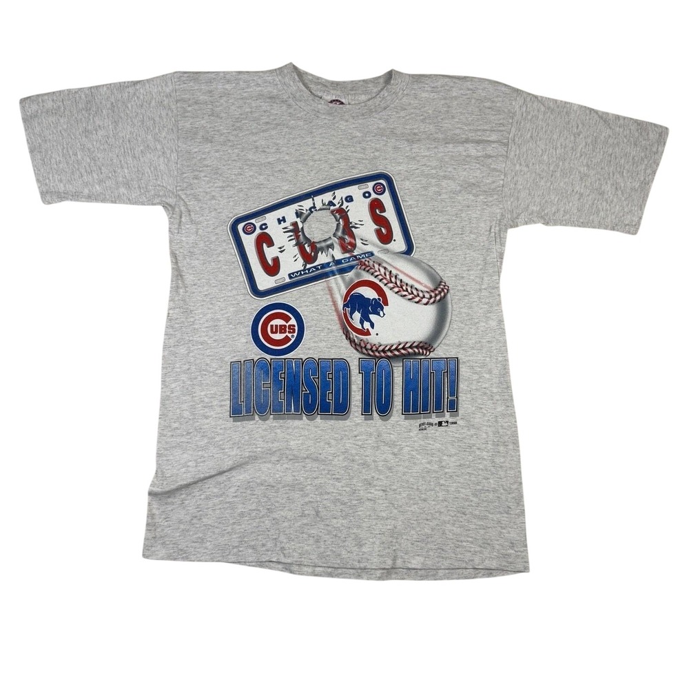 Vintage 1998 Chicago Cubs Licensed to Hit Gray Shirt Youth XL Hank Aaron USA‎